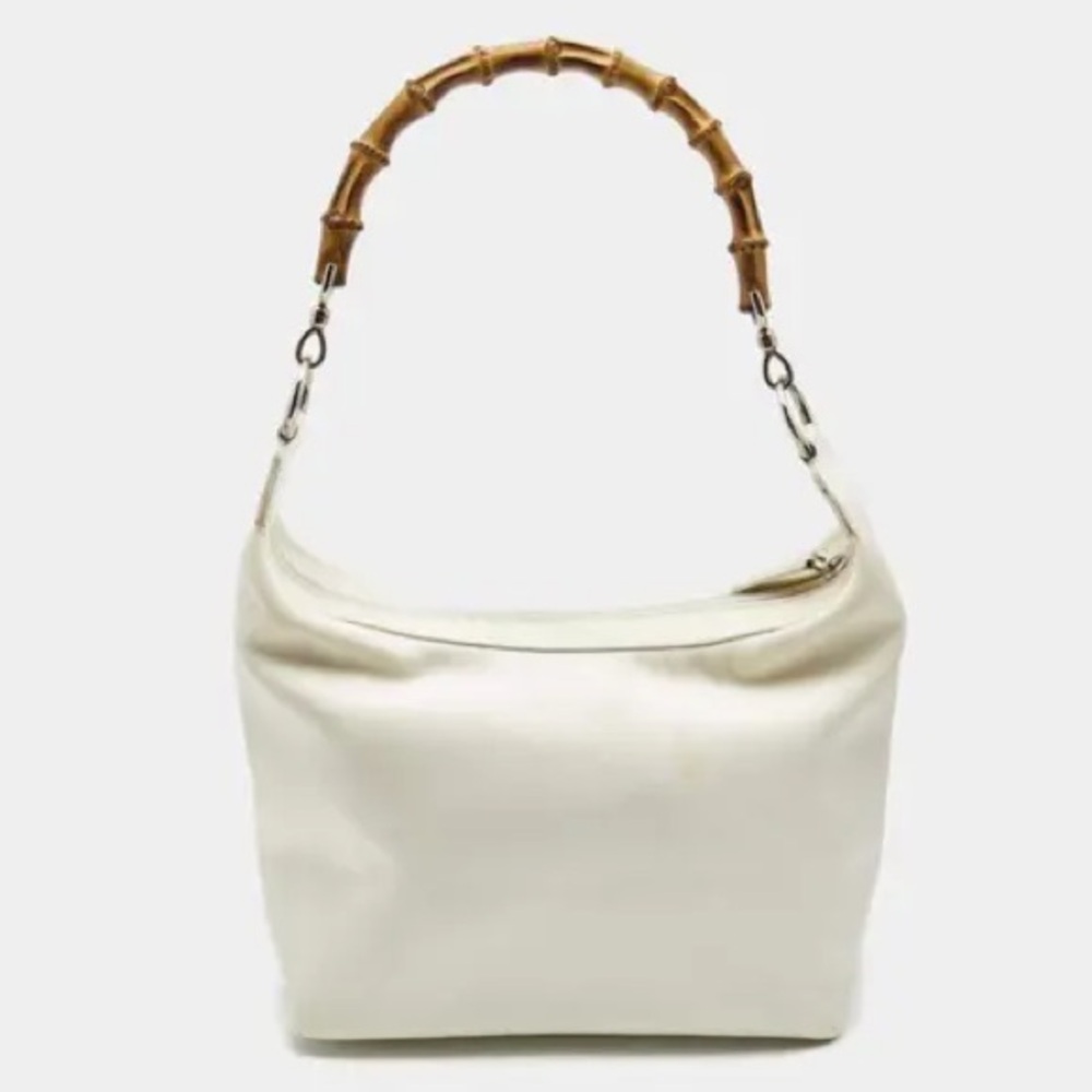 Gucci Bamboo Handle Nylon/Leather Vintage Shoulder Bag